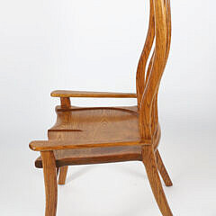 Scarce Set of Four Stephen Swift Oak High Back, Low Armchairs