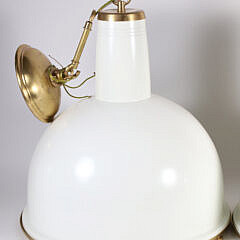 Pair of Modern White Metal Dome Kitchen Lights