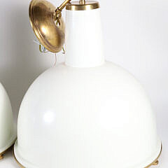 Pair of Modern White Metal Dome Kitchen Lights