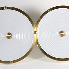Pair of Modern White Metal Dome Kitchen Lights