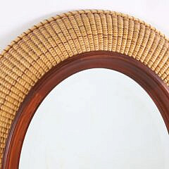 Ritch Leone Nantucket Basket Woven Oval Wall Mirror 