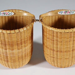 Two Susan Chase Ottison Round Swing Handle Nantucket Baskets, circa 1993