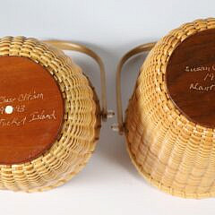 Two Susan Chase Ottison Round Swing Handle Nantucket Baskets, circa 1993