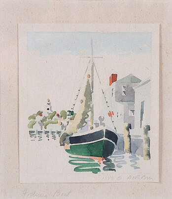 Doris and Richard Beer Watercolor on Paper "Fishing Boat"