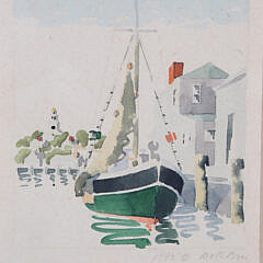 Doris and Richard Beer Watercolor on Paper “Fishing Boat”