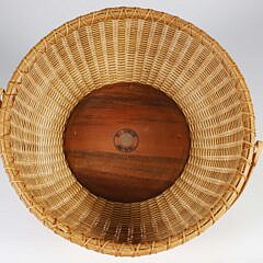 Bill Sevrens Nantucket Basket with Multi-wood Inlaid Lid with Knob