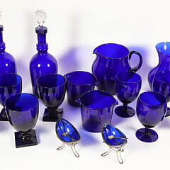 Collection of Sixteen Pieces of Cobalt Glassware