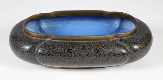 Chinese Late Qing Dynasty Cloisonne Oval Planter