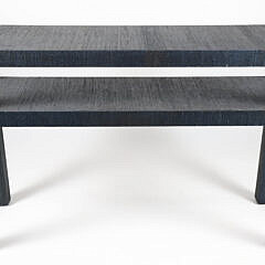 Blue Textured Fabric Two Tier Console
