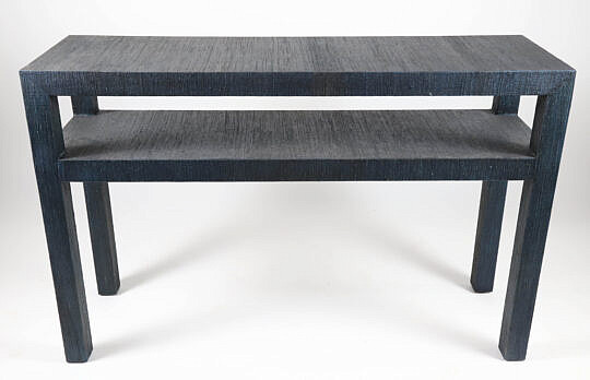 Blue Textured Fabric Two Tier Console