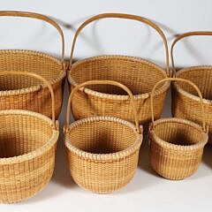 Karol Lindquist Nest of Seven Round Swing Handle Nantucket Baskets