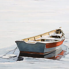 Roy Bailey Oil on Board “Dory on the Frozen Harbor”