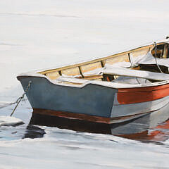 Roy Bailey Oil on Board “Dory on the Frozen Harbor”
