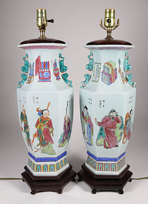 Pair of Japanese Porcelain Figural Decorated Vases