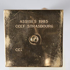 Modern Brass Female Sculpture Stamped on Base “Assises 1985- CCEF Strasbourg”