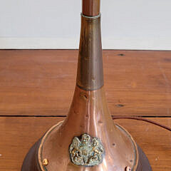 English Brass and Copper Trumpet Mounted as a Floor Lamp