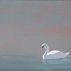 Robert Stark Jr. Oil on Board “Swan on the Pond”