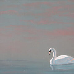 Robert Stark Jr. Oil on Board “Swan on the Pond”