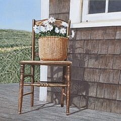Tom Mielko Tempera on Board “Nantucket Basket with Daisies”