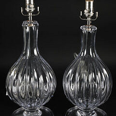 Pair Simon Pearce Clear Glass Lamps