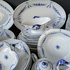 Bing & Grondahl Denmark Blue and White Dinner Service with Floral Decorations & Seahorse Handles