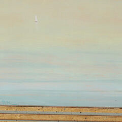 Robert Stark Jr. Oil on Board “Calm Seascape Where Sky and Water Meet”