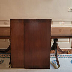Regency Style Mahogany Double Pedestal Cross-Banded Dining Table, 20th Century