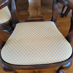 Set of Eight Queen Anne Mahogany and Burr-Walnut Shield-Back Dining Chairs