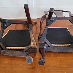 Set of Eight Queen Anne Mahogany and Burr-Walnut Shield-Back Dining Chairs