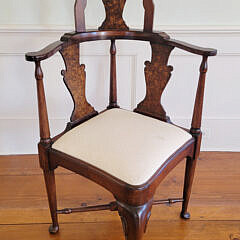 Mahogany and Burlwood Corner Chair with Slip Seat