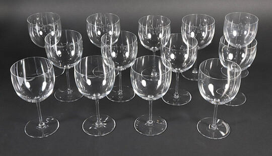 Twelve Baccarat Crystal Wine Glasses 