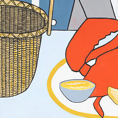Maggie Meredith Oil on Canvas “Portrait of a Cat with Lobster Dinner”