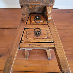 Chinese Elm Child’s Low Chair and Mini Two Drawer Cricket Side Table