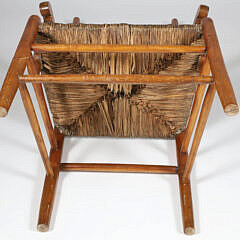 Early American Tiger Maple Ladderback Rush Seat Armchair, 19th Century