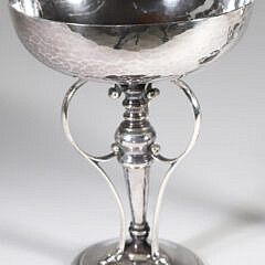 Pair of Art Deco Hand Hammered Sterling Silver Compotes, by James Dixon & Sons, circa 1905