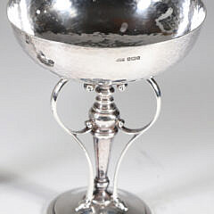 Pair of Art Deco Hand Hammered Sterling Silver Compotes, by James Dixon & Sons, circa 1905