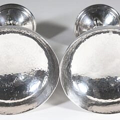 Pair of Art Deco Hand Hammered Sterling Silver Compotes, by James Dixon & Sons, circa 1905