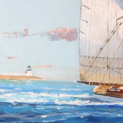William Lowe Oil on Linen “Schooners Departing Nantucket”