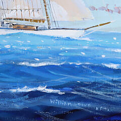 William Lowe Oil on Linen “Schooners Departing Nantucket”