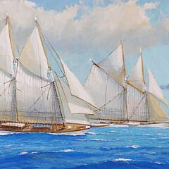 William Lowe Oil on Linen “Schooners at Sea”
