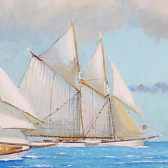 William Lowe Oil on Linen “Schooners at Sea”