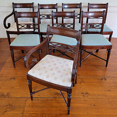 Set of Eight Late Georgian Mahogany Dining Chairs with Upholstered Slip Seats
