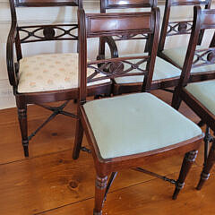 Set of Eight Late Georgian Mahogany Dining Chairs with Upholstered Slip Seats, 19th Century