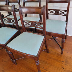 Set of Eight Late Georgian Mahogany Dining Chairs with Upholstered Slip Seats, 19th Century