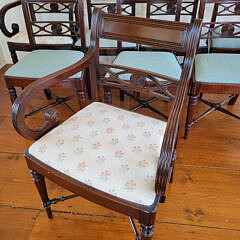 Set of Eight Late Georgian Mahogany Dining Chairs with Upholstered Slip Seats, 19th Century