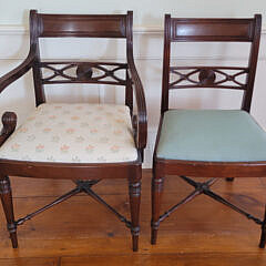 Set of Eight Late Georgian Mahogany Dining Chairs with Upholstered Slip Seats, 19th Century
