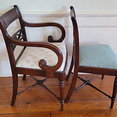 Set of Eight Late Georgian Mahogany Dining Chairs with Upholstered Slip Seats, 19th Century