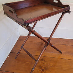 Antique Mahogany Butler’s Tray on Folding Stand, 19th Century