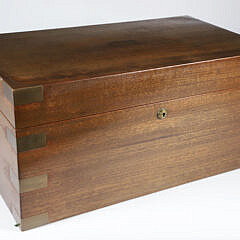 Mahogany Brass Bound Humidor Box with H.E.M. Monogram on Top