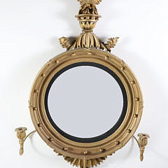Carved Gold Painted Convex Mirror, 19th Century
